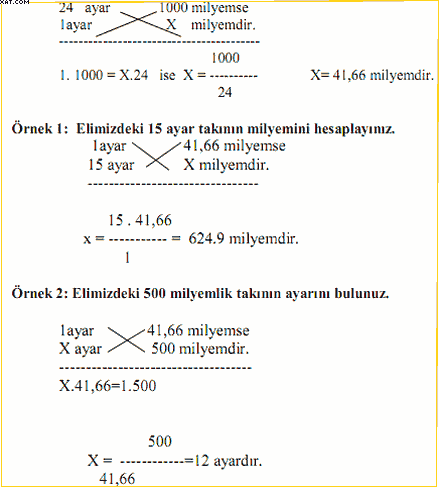 ayar ve milyem dönüştürme ayar ve milyem dönüştürme